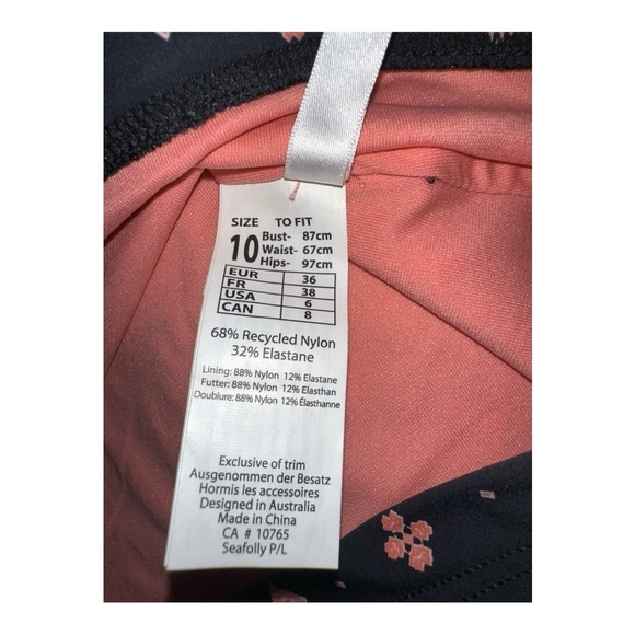 Seafolly Inka Gypsy Black/Pink V-Neck Tankini, Size 6 - Picture 9 of 9